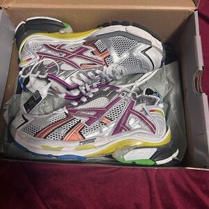 Balenciaga Multicolor Runner Sneakers - Silver with Purple & Yellow Accents